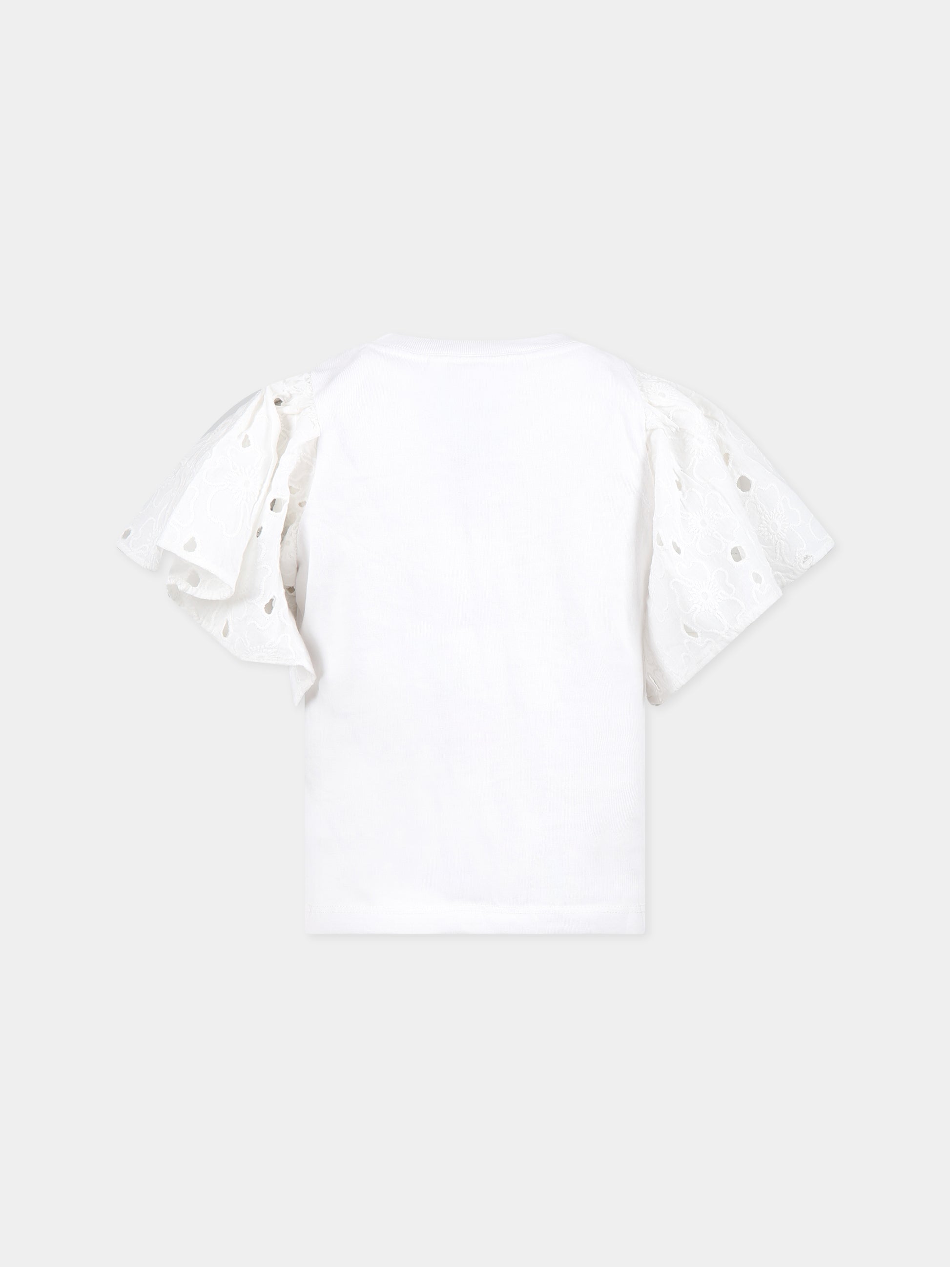 T-shirt bianca per bambina con rouches,Molo,2S23A204 0000