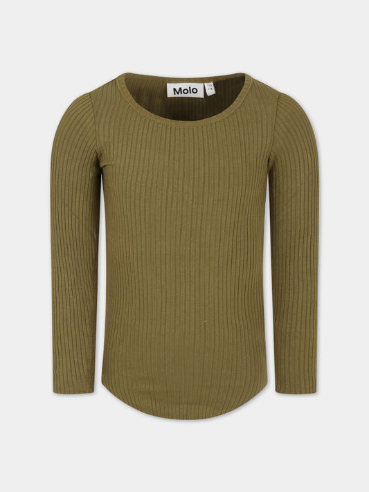 T-shirt verde per bambina con patch logato,Molo,2S23A401 8693