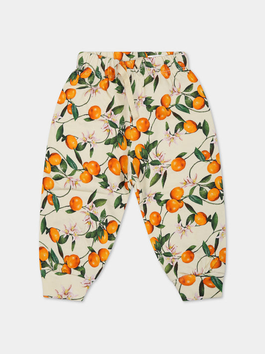 Pantaloni  multicolor per neonata con stampa mandarini,Molo,6S23I203 6813