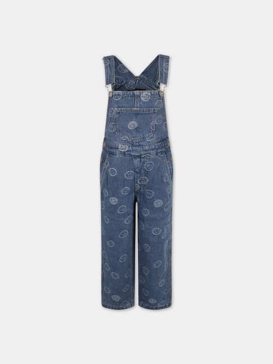 Salopette blu denim per bambina con smile,Molo,6S23I301 6791