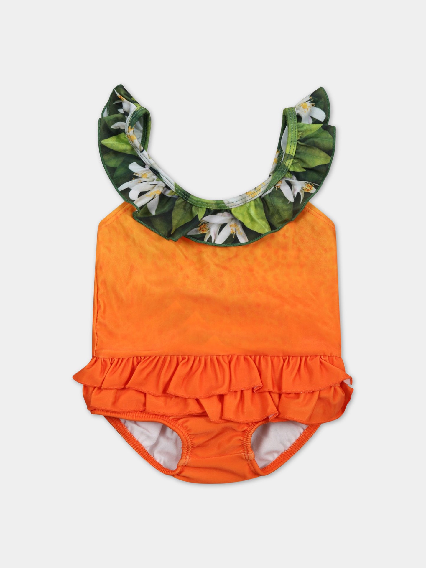 Costume intero arancione per neonata  con logo,Molo,8S23P501 7882