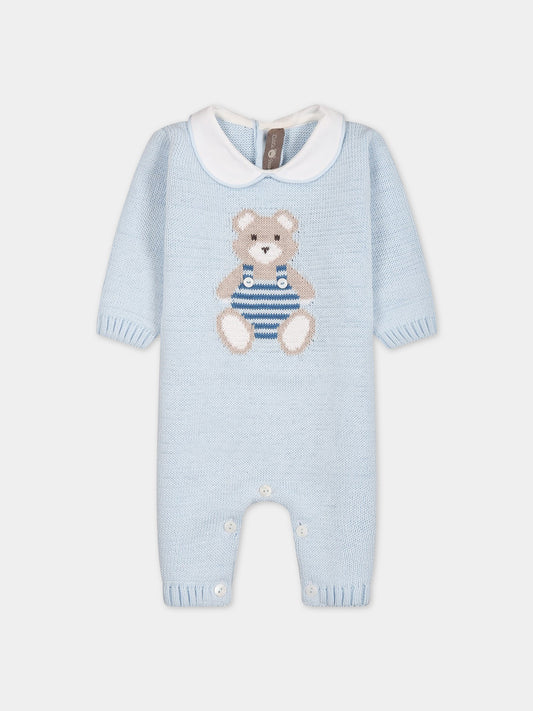 Pagliaccetto celeste per neonato con orso,Little Bear,6125 CIELO