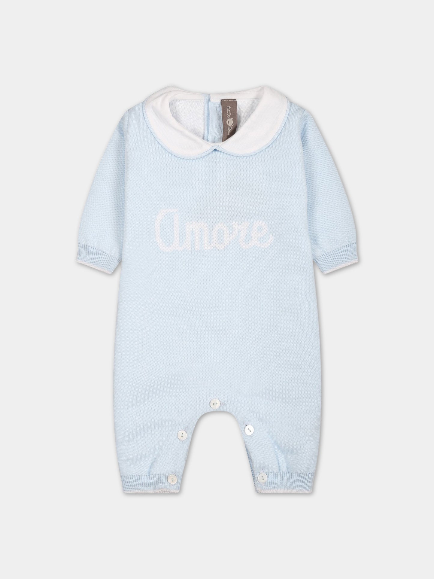 Tutina celeste per neonato con scritta  Amore ,Little Bear,6122 CIELO