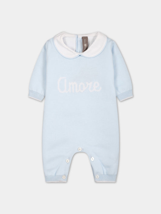 Tutina celeste per neonato con scritta  Amore ,Little Bear,6122 CIELO