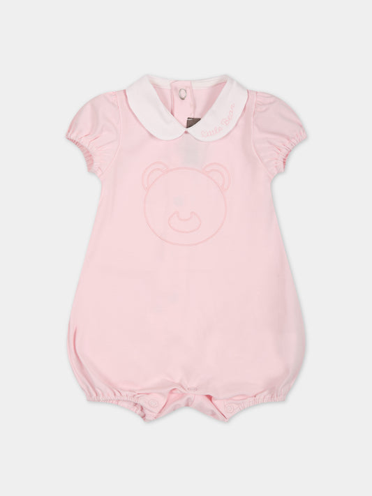 Pagliaccetto rosa per neonata con orso e logo,Little Bear,6048 ROSA