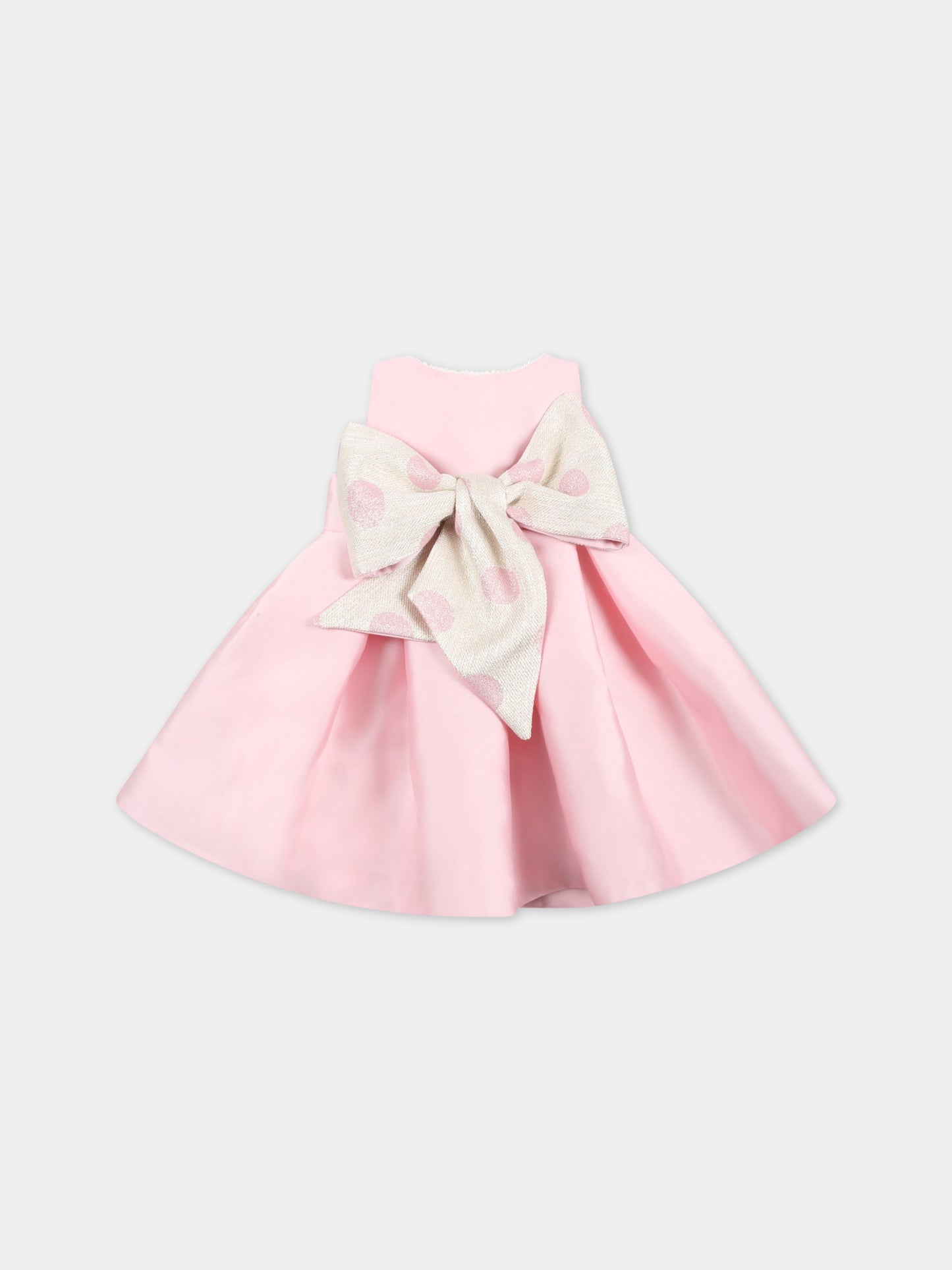 Vestito rosa per neonata con fiocco,La Stupenderia,CBAB62S03 Q65