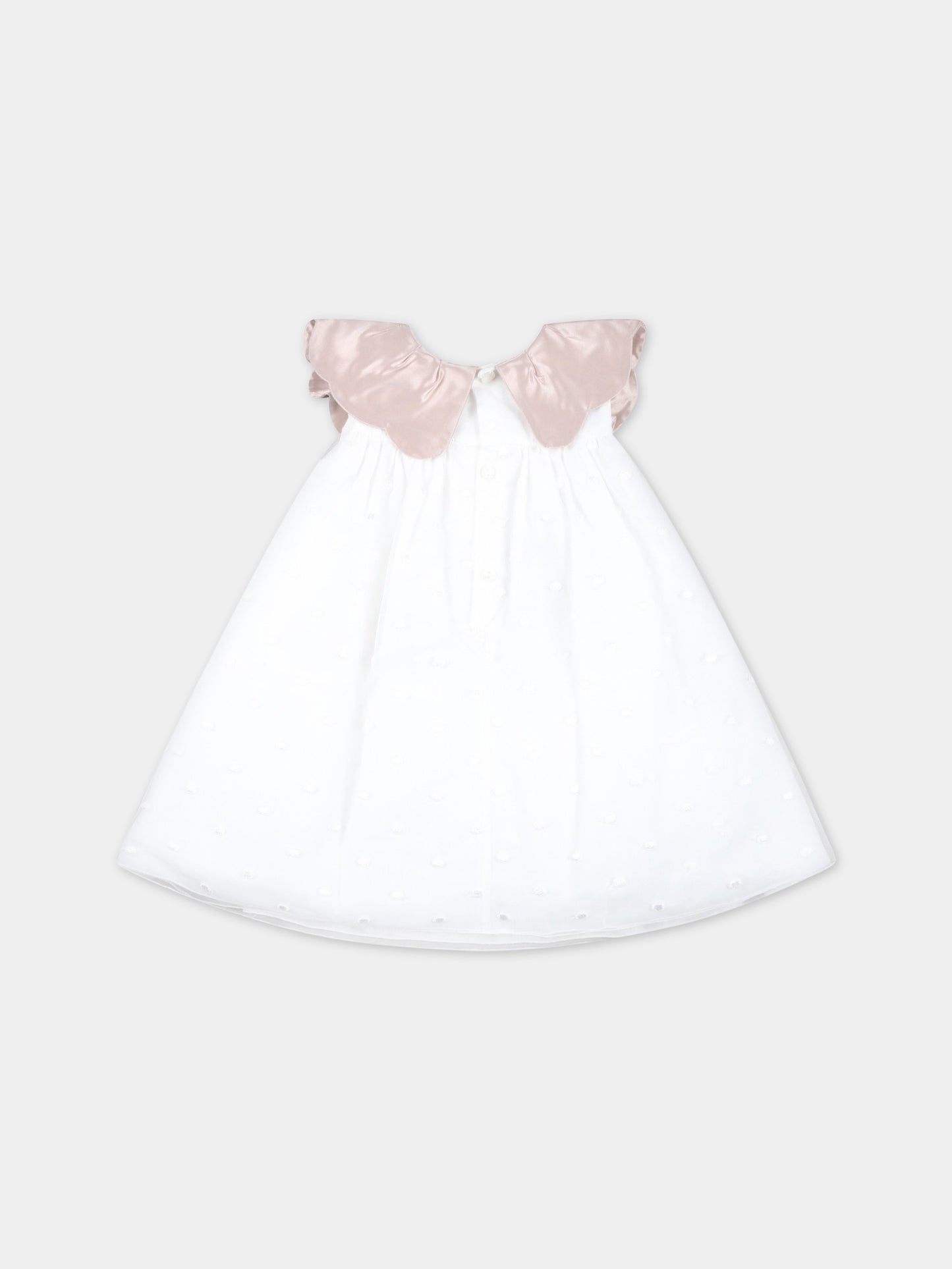 Vestito bianco per neonata con pois,La Stupenderia,CCAB72X47 S06