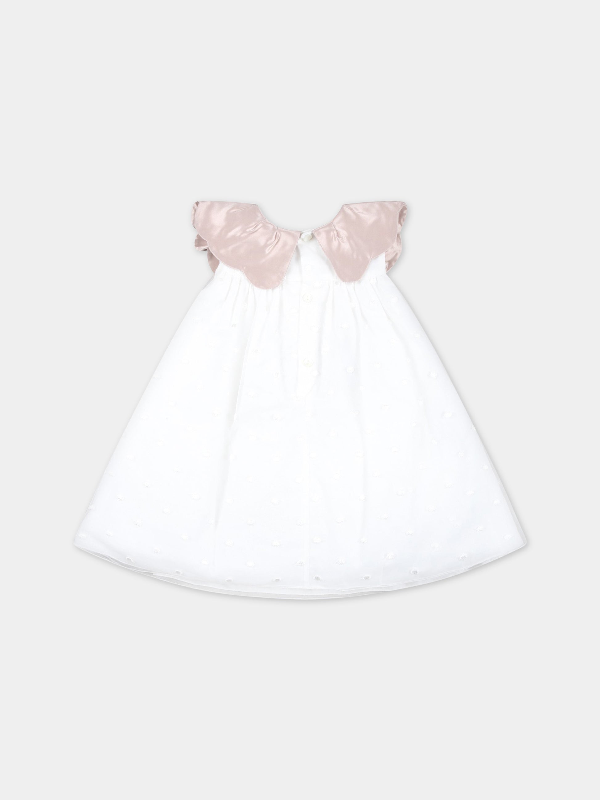 Vestito bianco per neonata con pois,La Stupenderia,CCAB72X47 S06