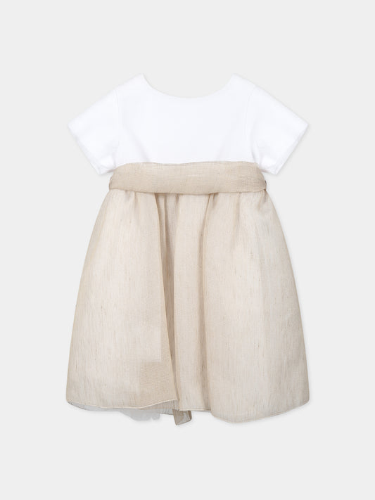 Vestito beige per neonata,Little Bear,6255 BIANCO/CORDA