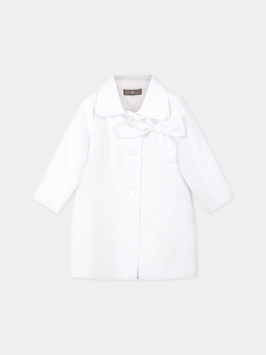 Cappotto bianco per neonata con fiocco,Little Bear,6247 BIANCO
