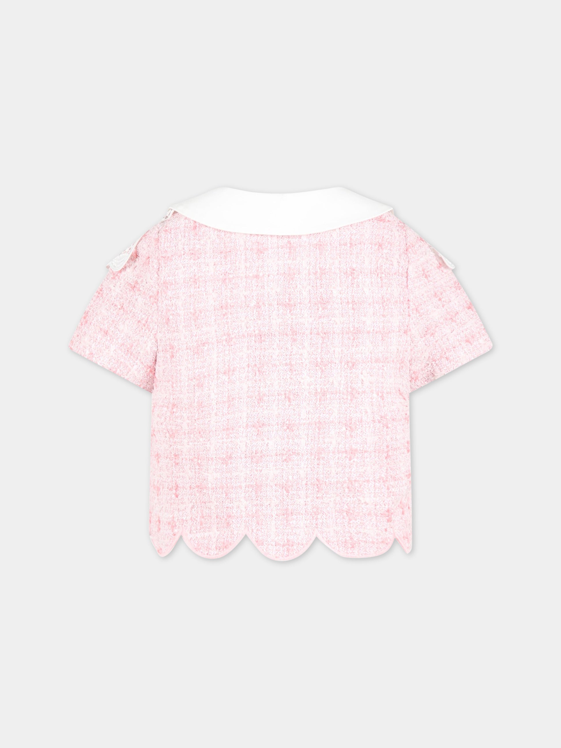 Giacca rosa per bambina con dettagli in pizzo,Self-portrait,RS23 711J P 22458567