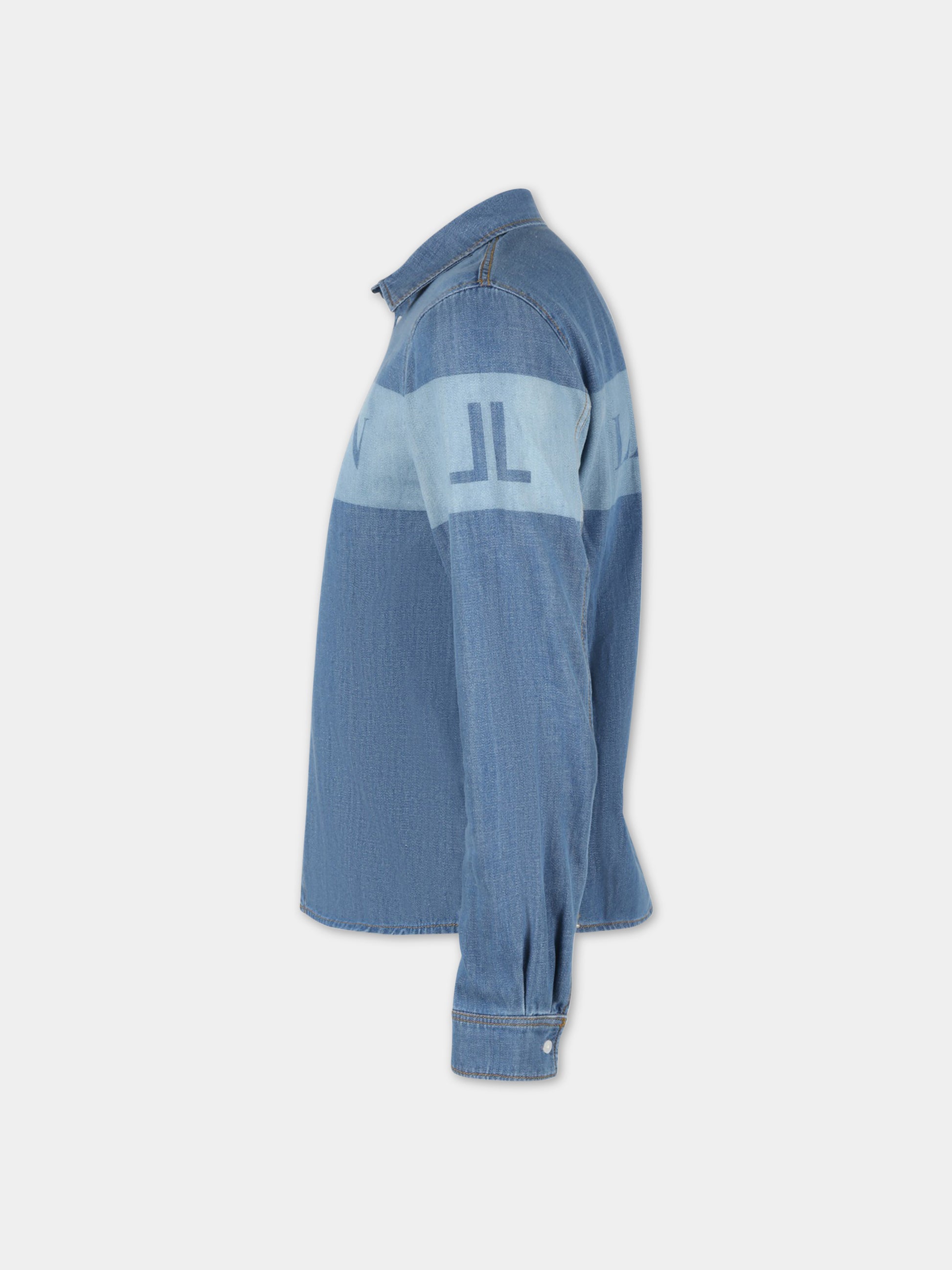 Camicia celeste per bambino con logo,Lanvin Petite,N25118 Z10