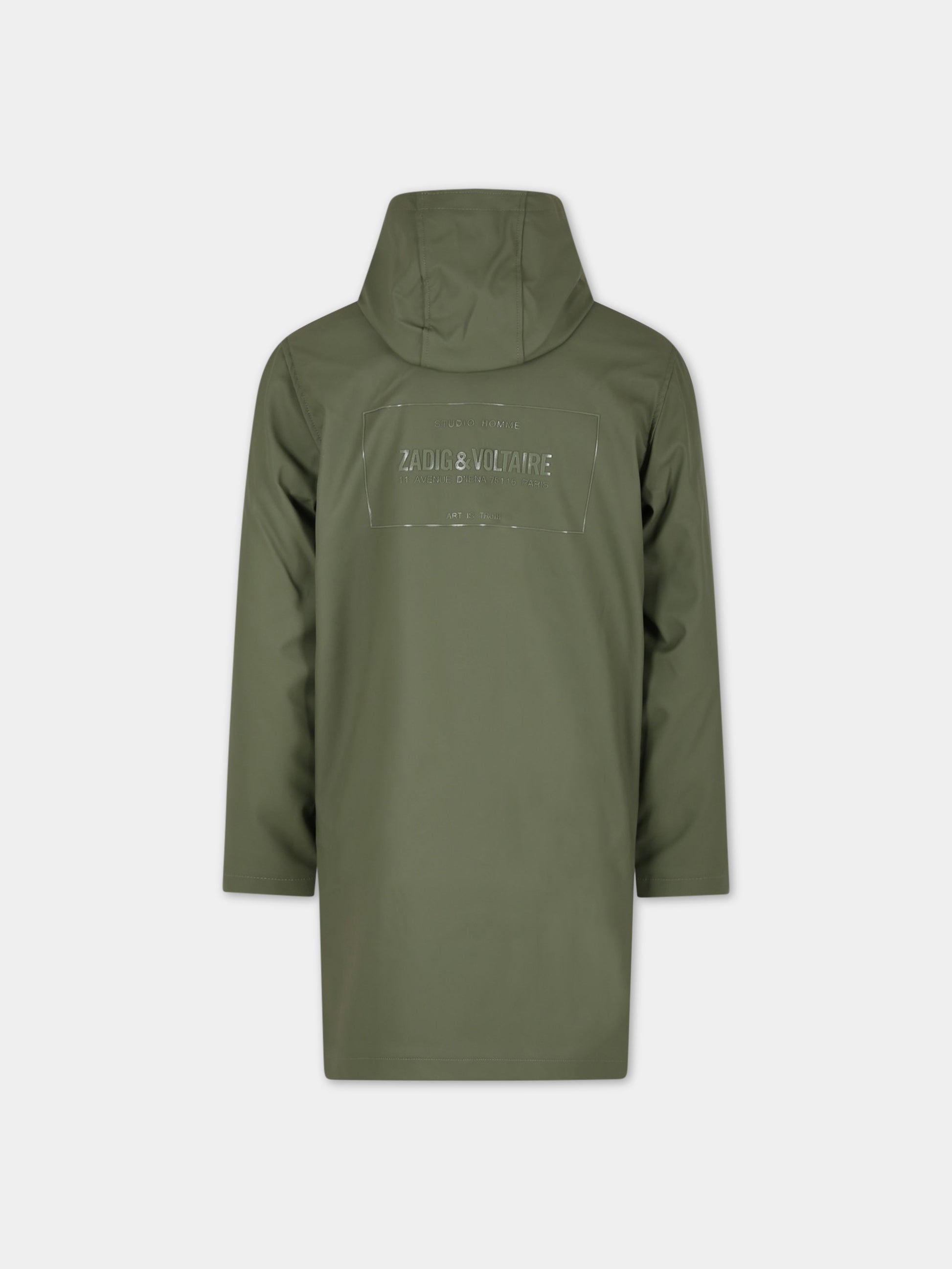 Cappotto con cappuccio verde per bambino,Zadig & Voltaire Kids,X26072 656