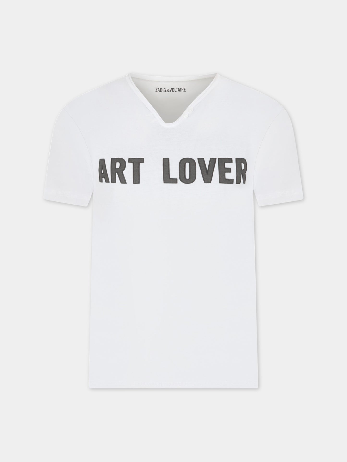 T-shirt bianca per bambino con scritta nera,Zadig & Voltaire Kids,X25352 N40