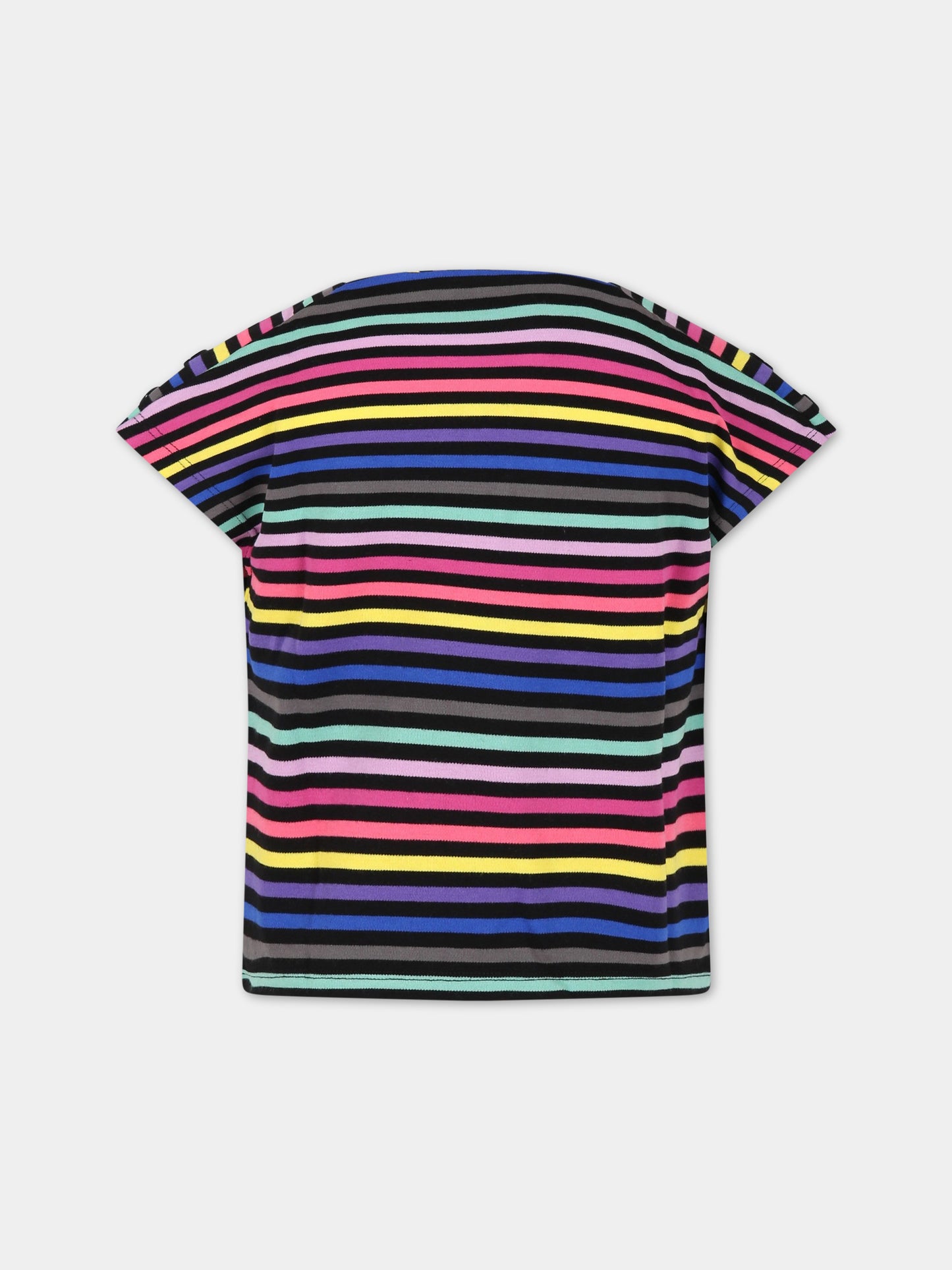 T-shirt multicolor per bambina con logo ricamato,Sonia Rykiel Paris,A15011 Z41