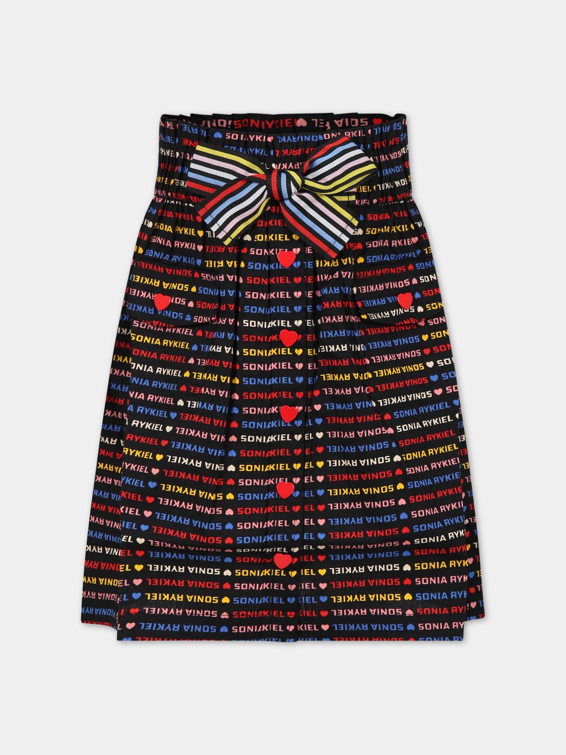 Gonna multicolor per bambina con cuori e logo,Sonia Rykiel Paris,A13000 Z41