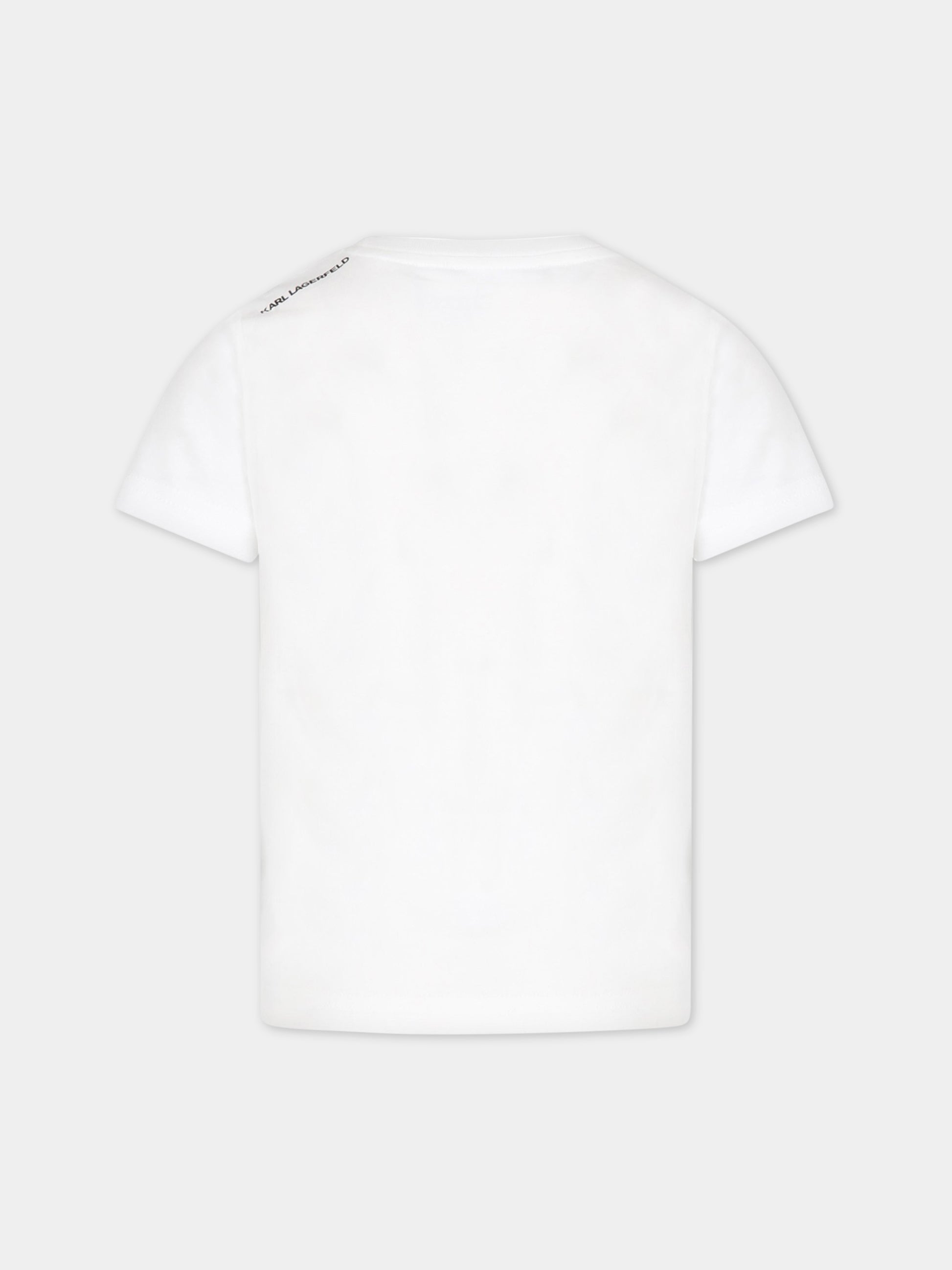 T-shirt bianca per bambina con logo nero,Karl Lagerfeld Kids,Z25389 10P