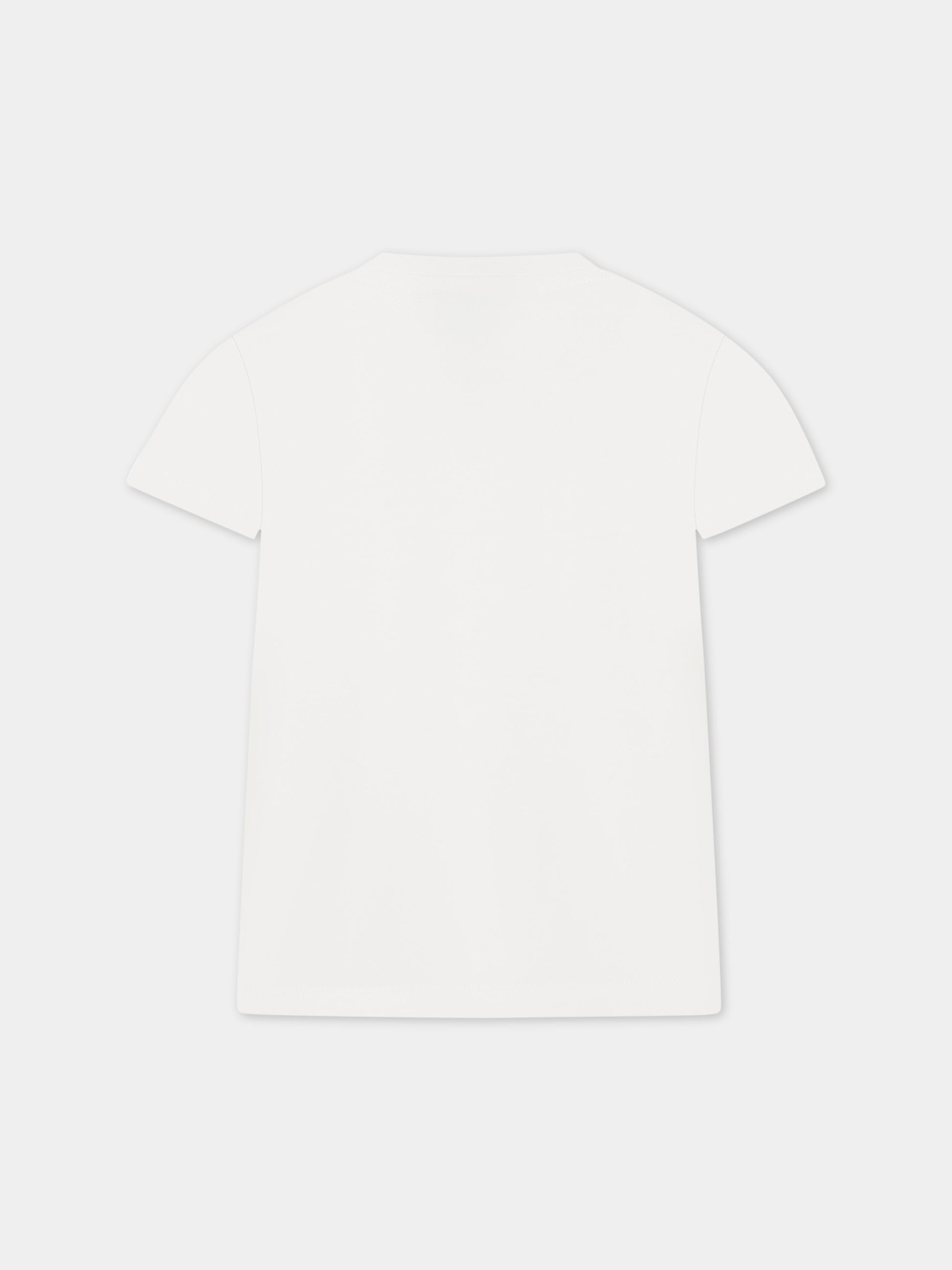 T-shirt bianco per bambina con stampa,Le Petit Coco,LFTS042 JE138 0022