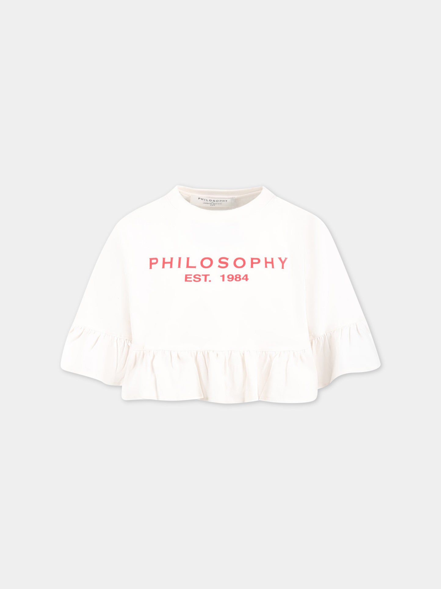 T-shirt bianca  per bambina con dettaglio logo,Philosophy,PJTS129 JE138 0018