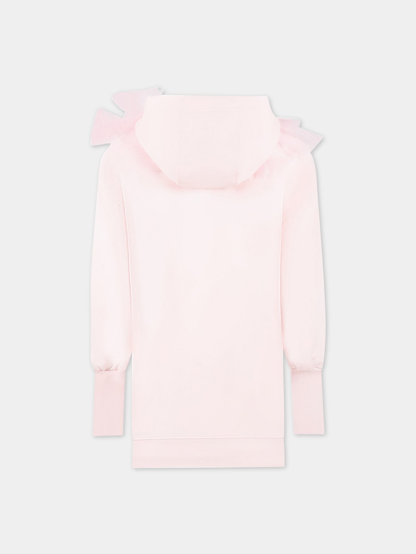 Vestito rosa per bambina con dettagli in tulle e logo,Philosophy,PJAB252 FE144 C012