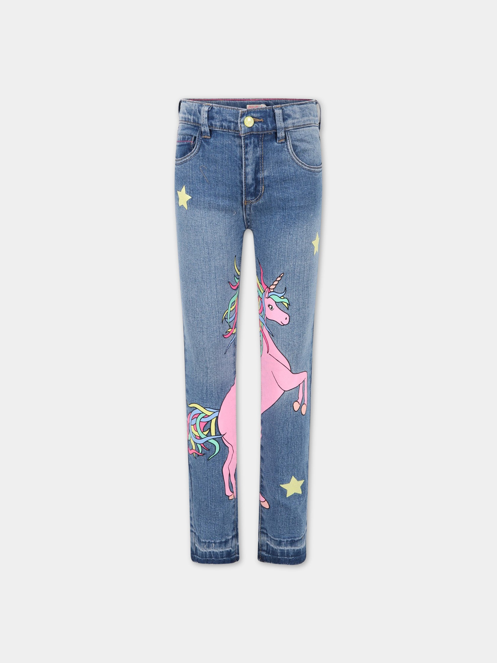 Jeans blu  per bambina con unicorni e stelle,Billieblush,U14659 Z18