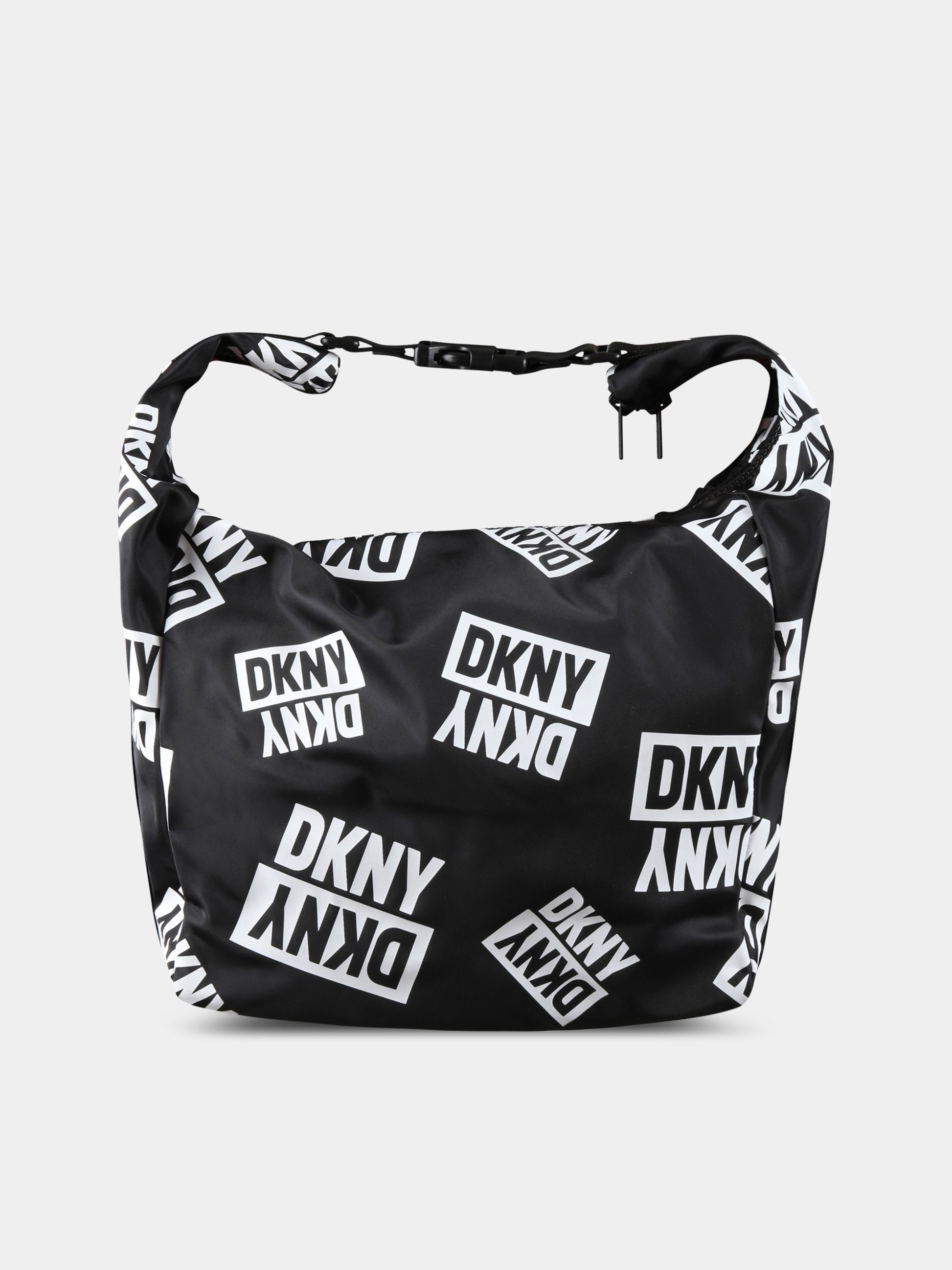 Borsa nera per bambina con logo bianco,Dkny,D30563 M41