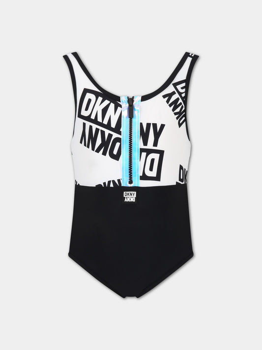 Costume multicolor intero per bambina con logo,Dkny,D37114 N50