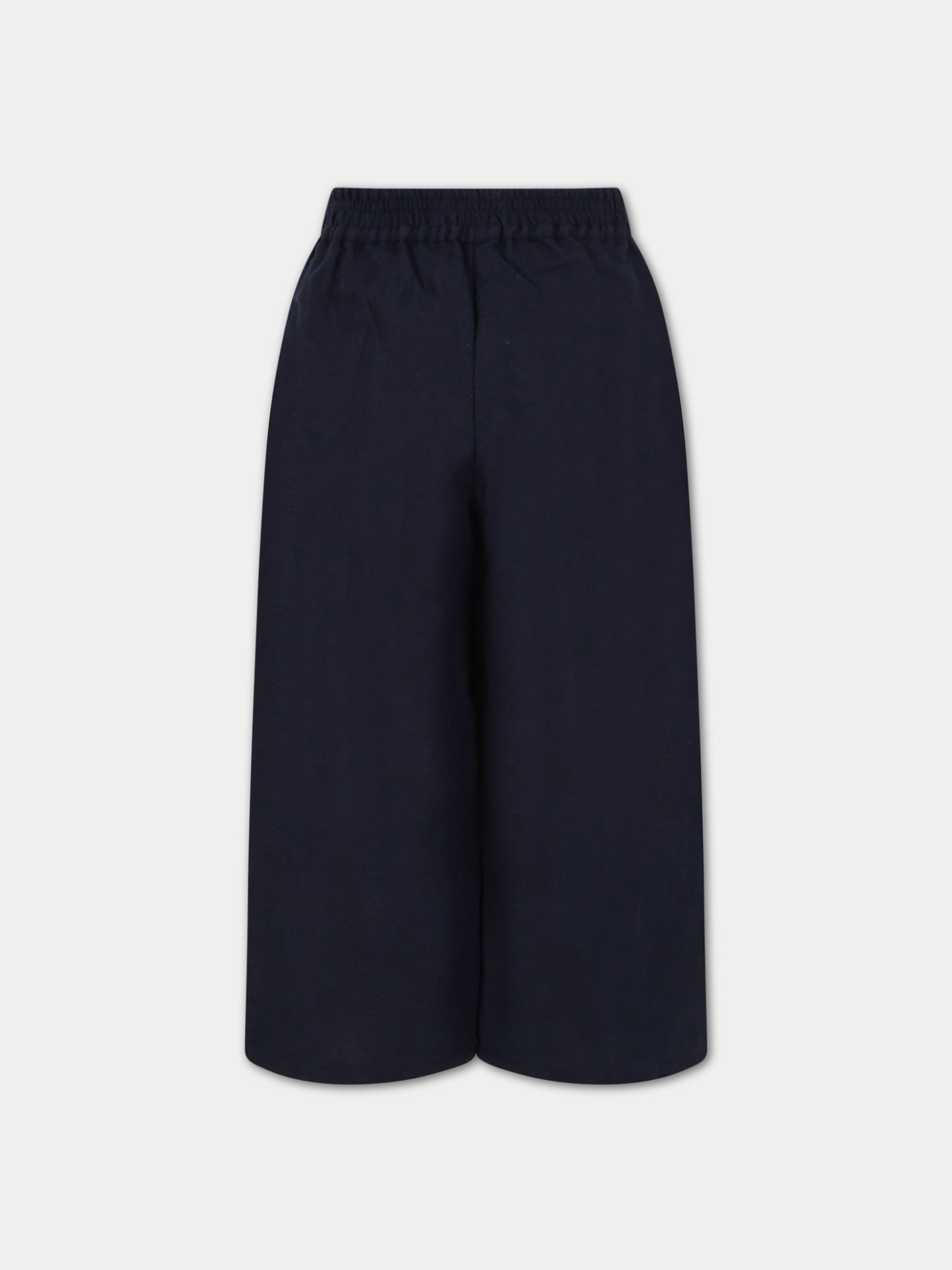 Pantaloni blu per bambina con dettagli smerlati,Chloé Kids,C14726 859