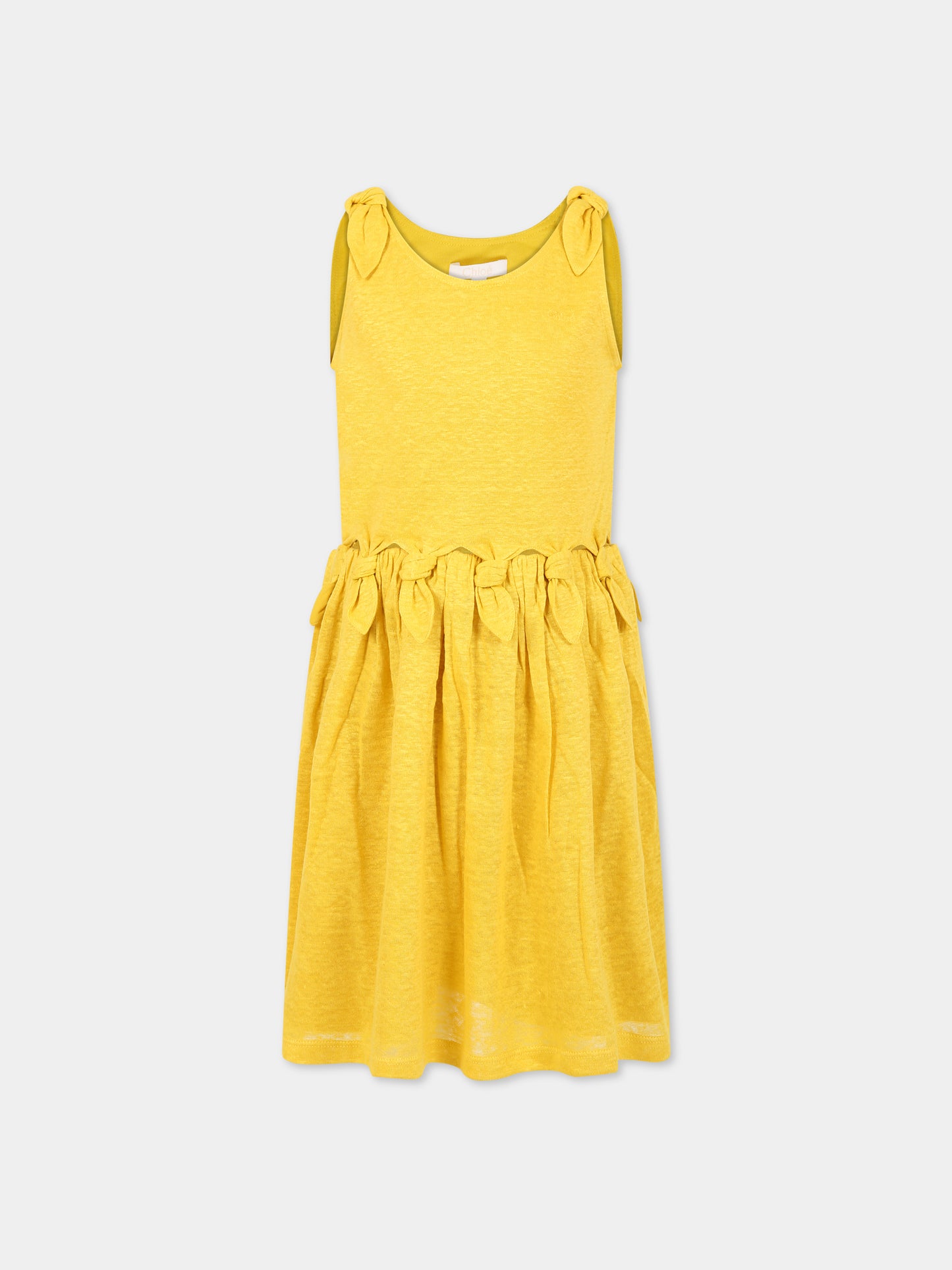 Vestito giallo per bambina con logo,Chloé Kids,C12910 588
