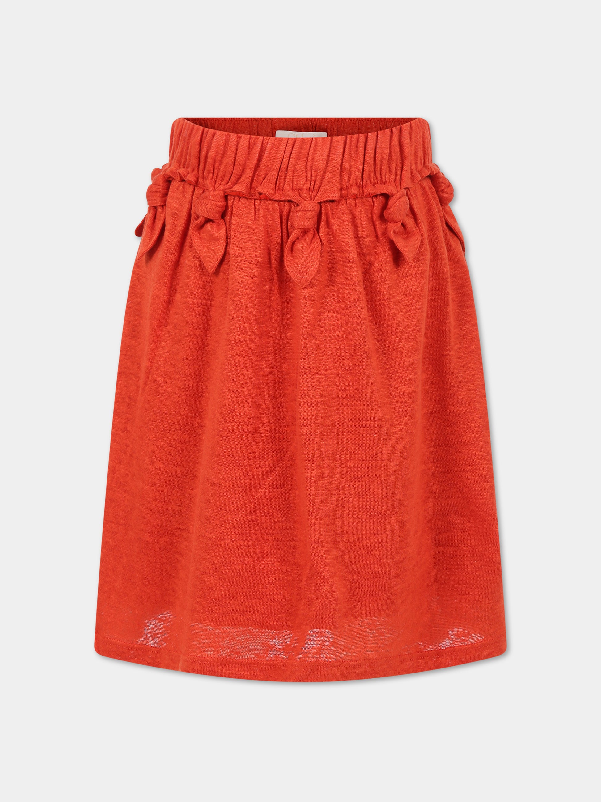 Gonna arancione per bambina con nodi,Chloé Kids,C13284 421