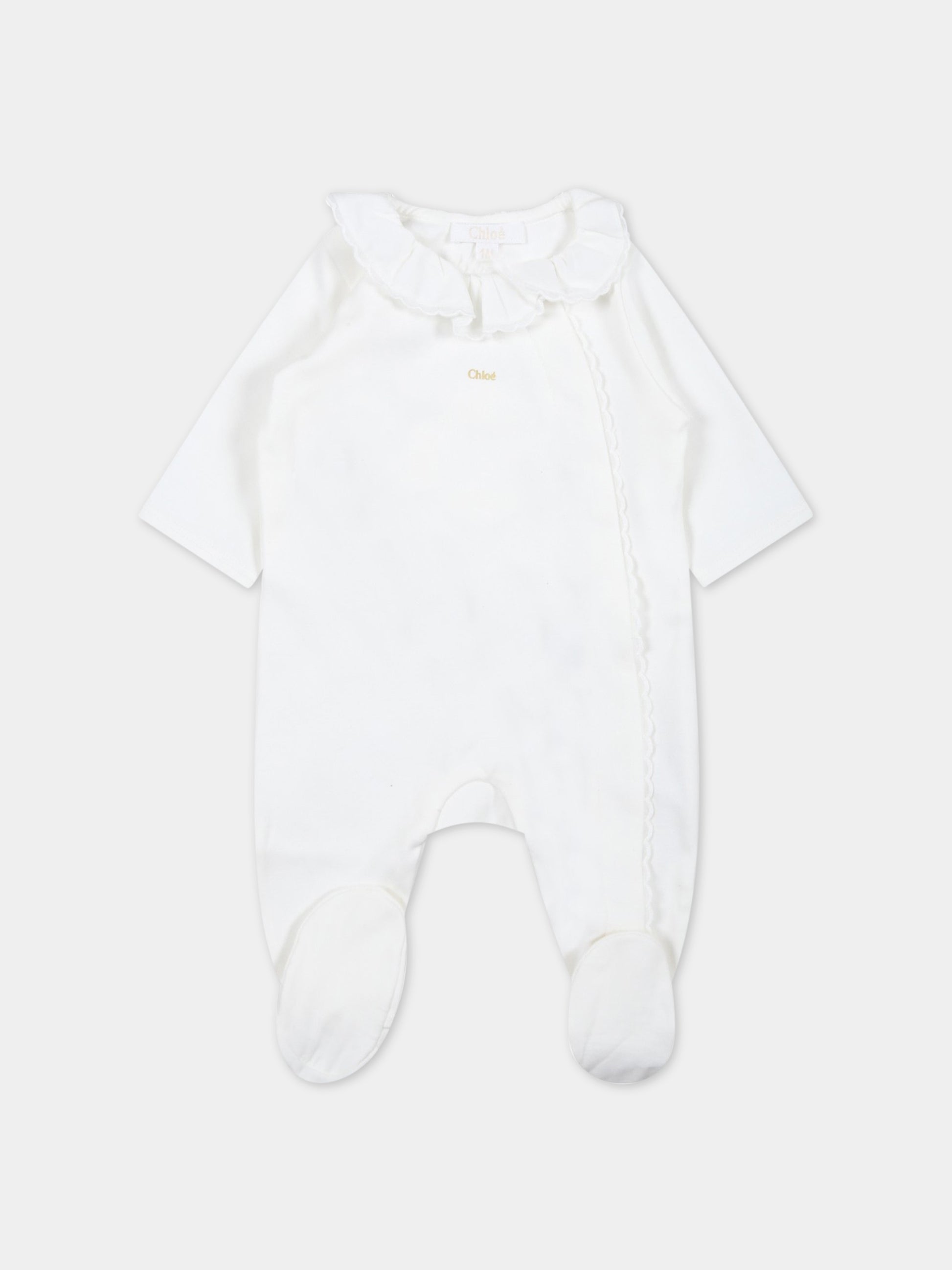 Set bianco per neonata con logo,Chloé Kids,C97303 117