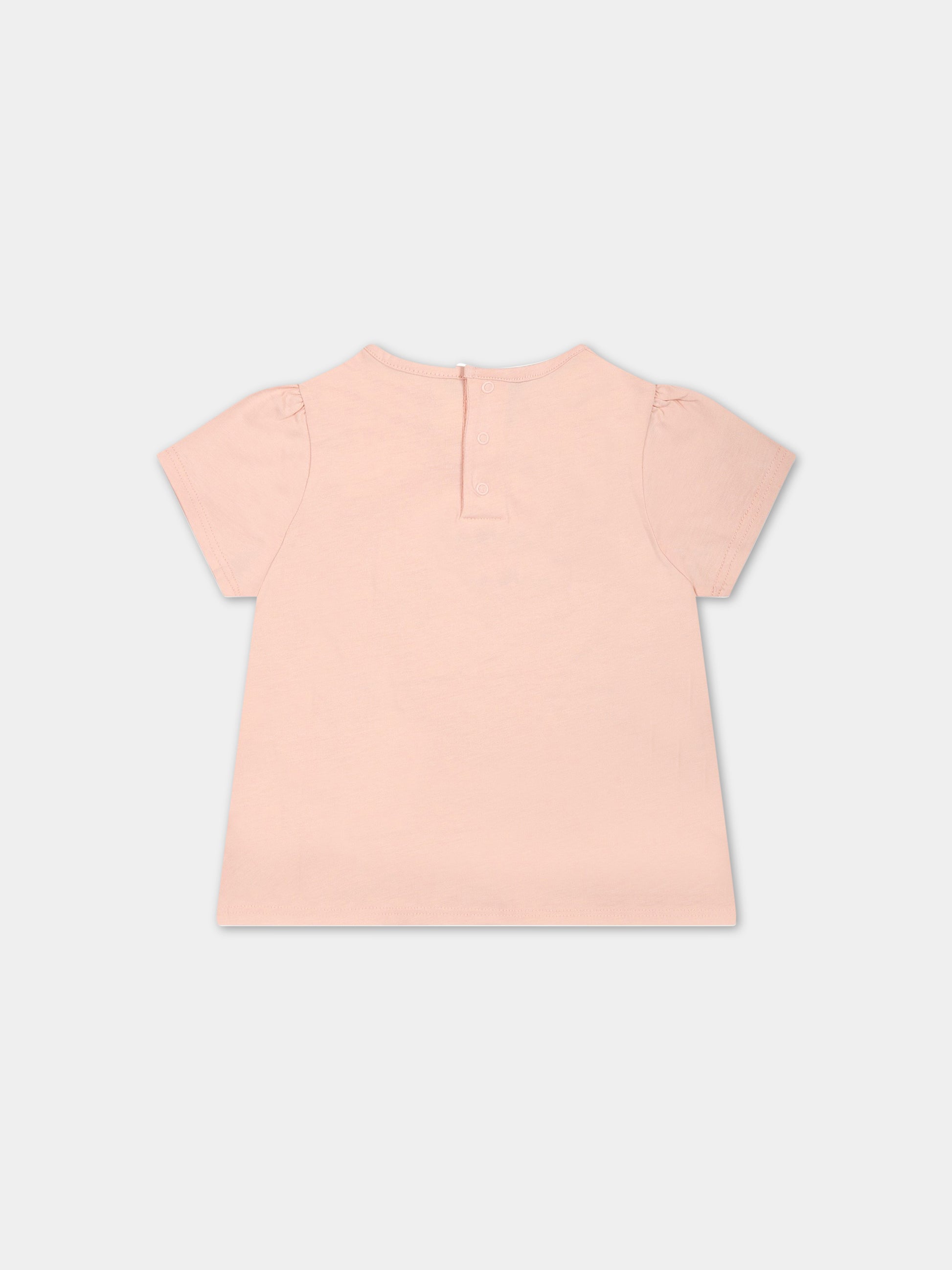 T-shirt rosa per neonata con logo,Chloé Kids,C05440 45K