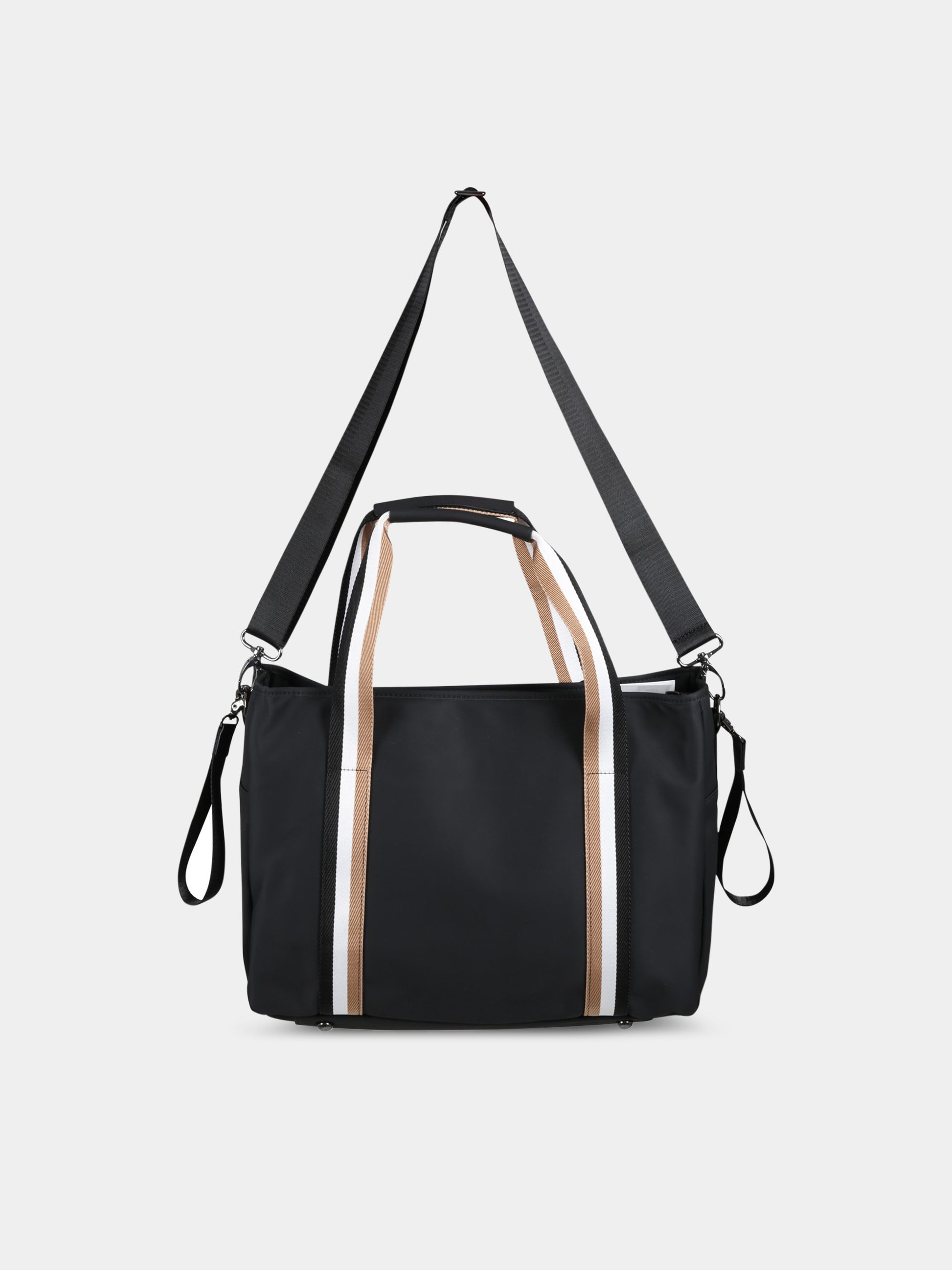 Borsa-mamma nera per neonato con patch logato,Boss,J90313 09B