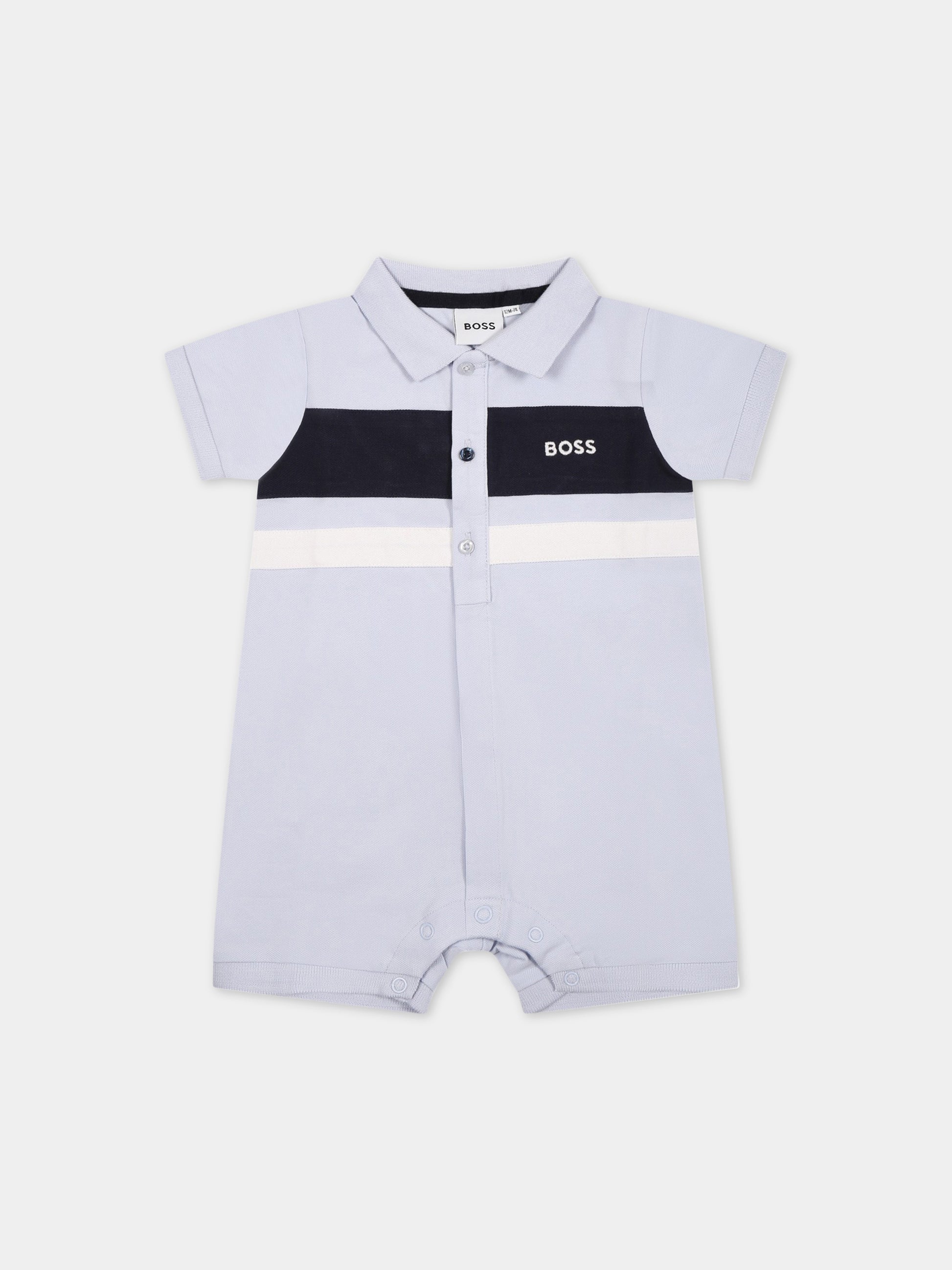 Pagliaccetto celeste per neonato con logo,Boss,J94339 771