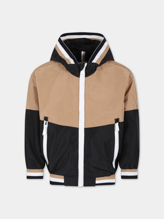 Giacca multicolor a vento per bambino con patch logato,Boss,J26497 09B