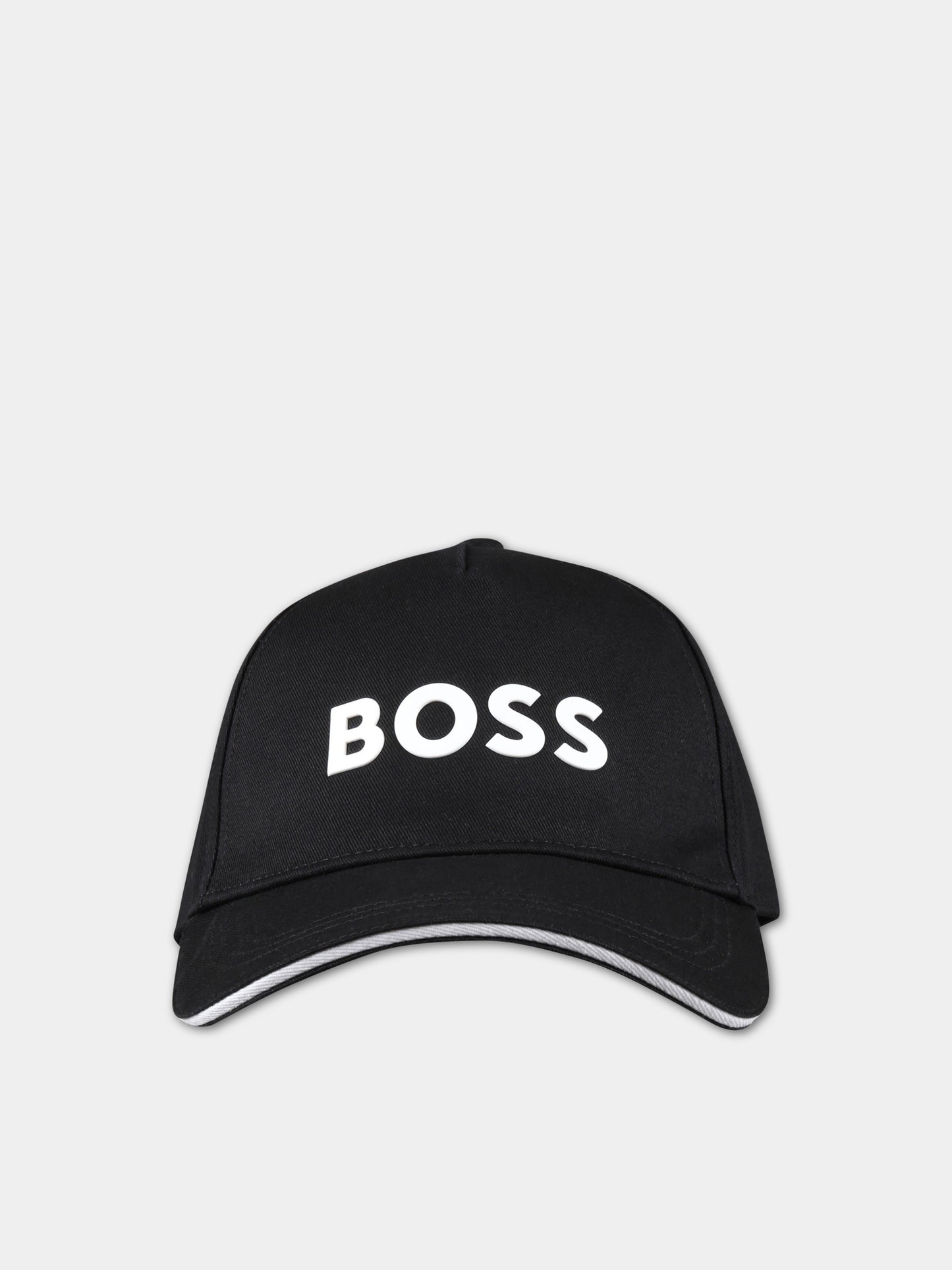 Cappello nero per bambino con logo bianco,Boss,J21271 09B