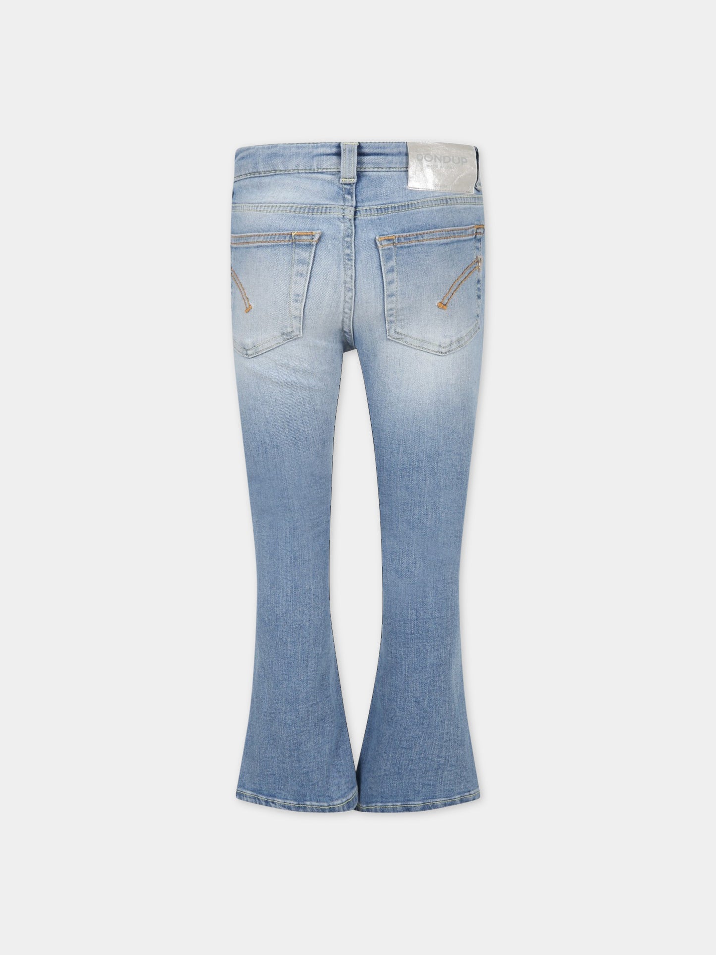 Jeans celesti per bambina con patch logato,Dondup Kids,DFPA216C DS041 4015