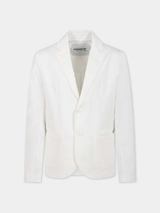 Giacca bianca per bambino con logo,Dondup Kids,DMGC48 CE234 B006