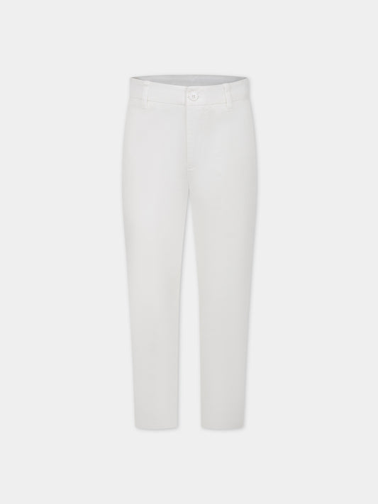 Pantaloni bianchi per bambino con logo,Dondup Kids,DMPA251 CE234 B006