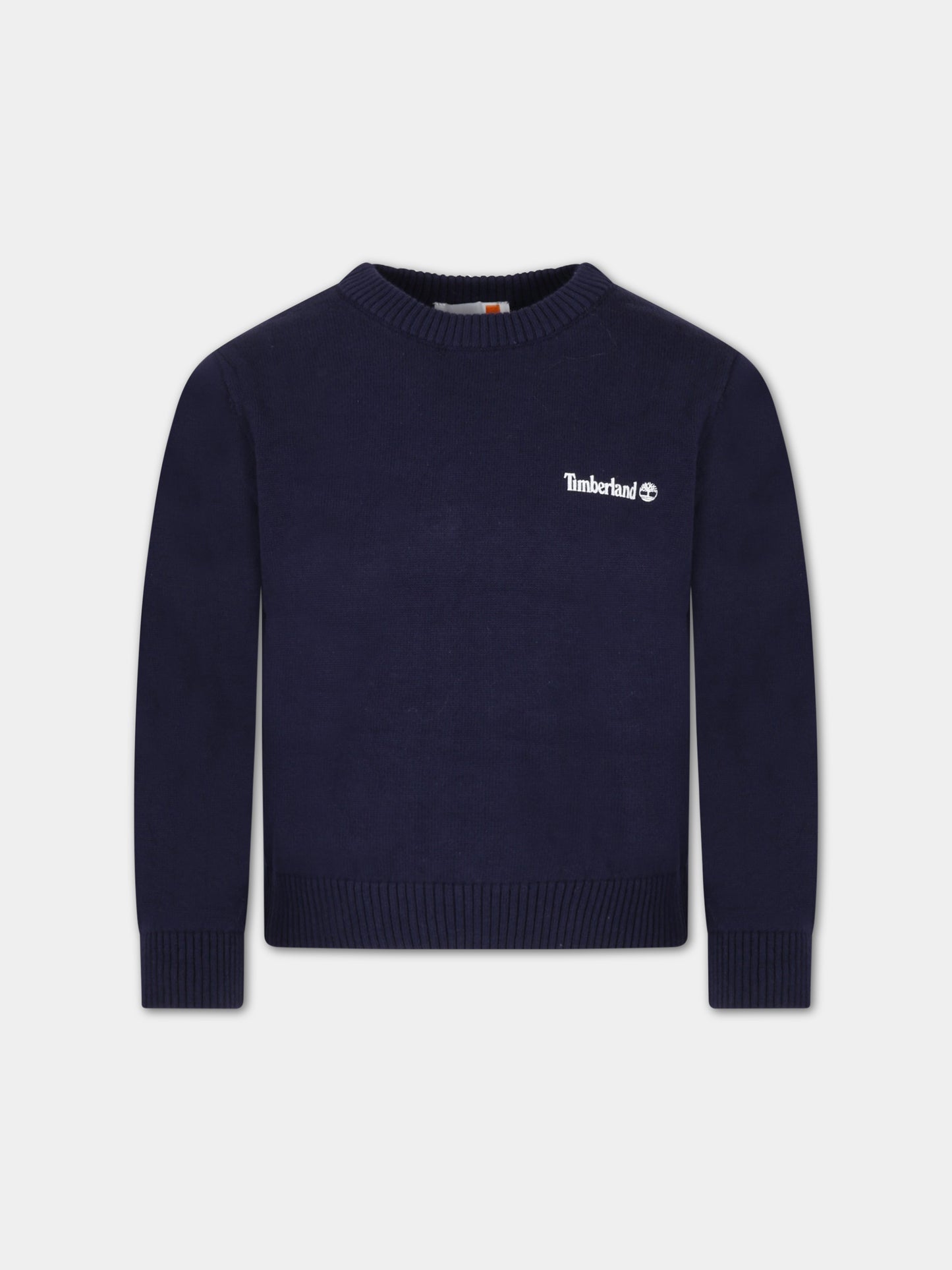 Maglione blu per bambino con logo bianco,Timberland,T25U05 85T