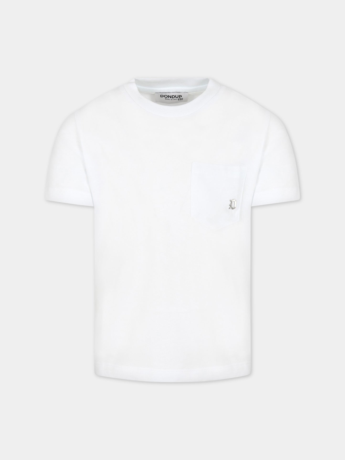 T-shirt bianca per bambino con logo,Dondup Kids,DMTS106C JF65 B006