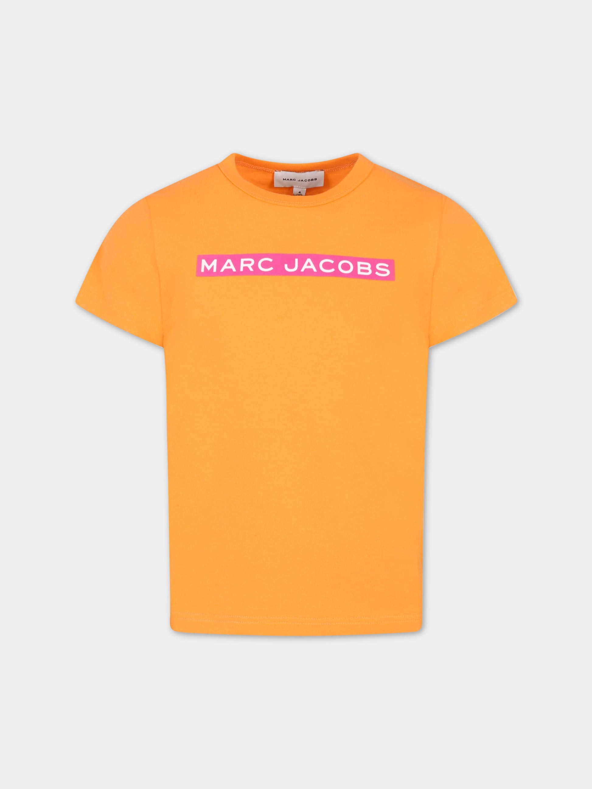 T-shirt arancione per bambina con logo,Little Marc Jacobs,W15651 42E