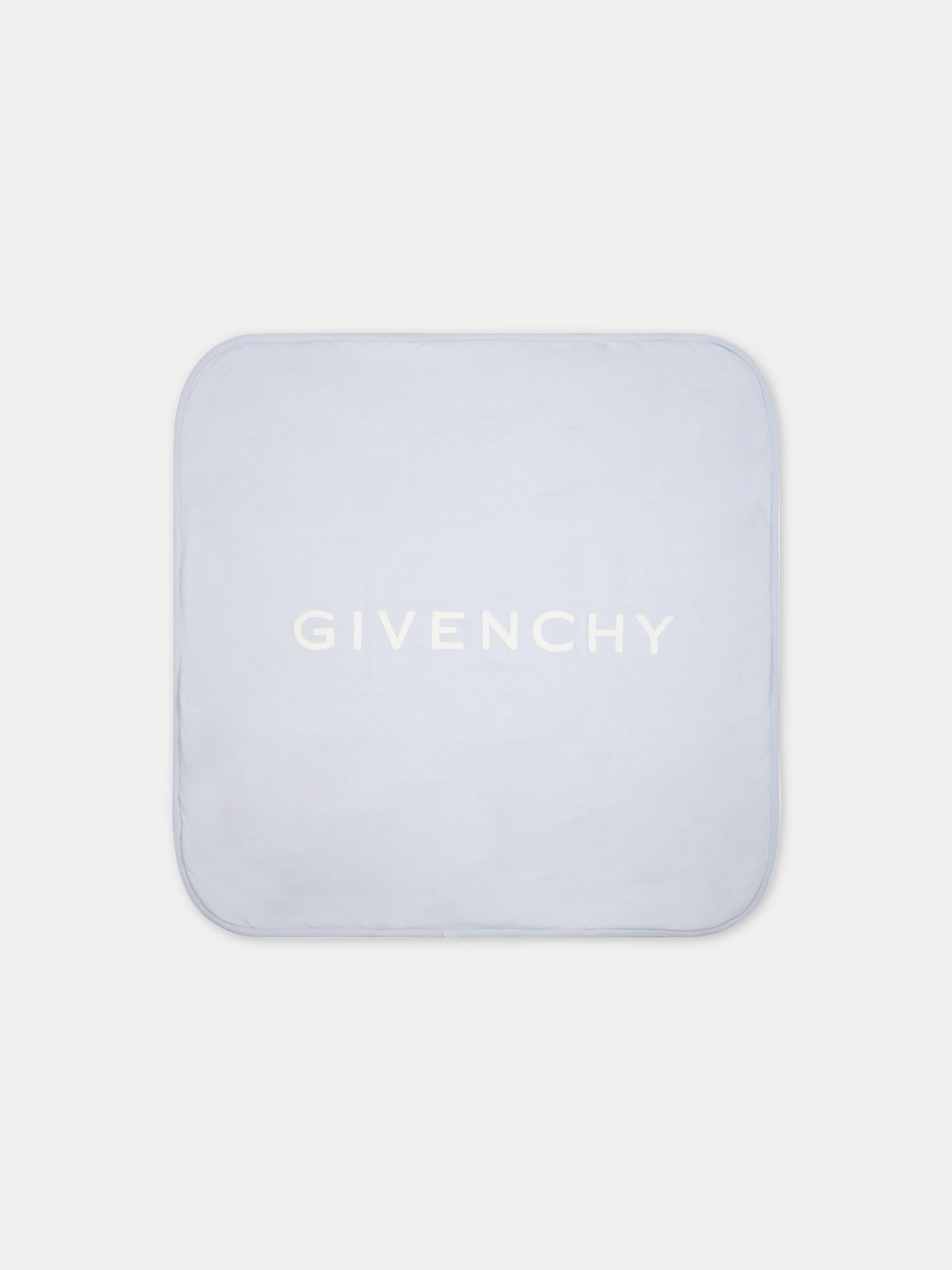 Coperta celeste per neonato con logo bianco,Givenchy Kids,H90163 771