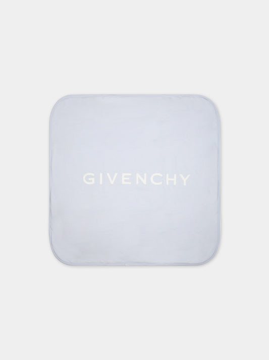 Coperta celeste per neonato con logo bianco,Givenchy Kids,H90163 771
