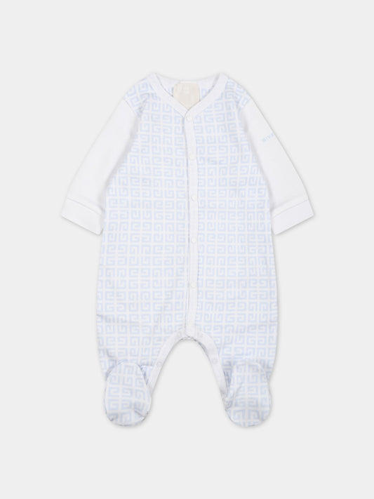 Tutina bianca per neonato con logo celeste,Givenchy Kids,H97086 771