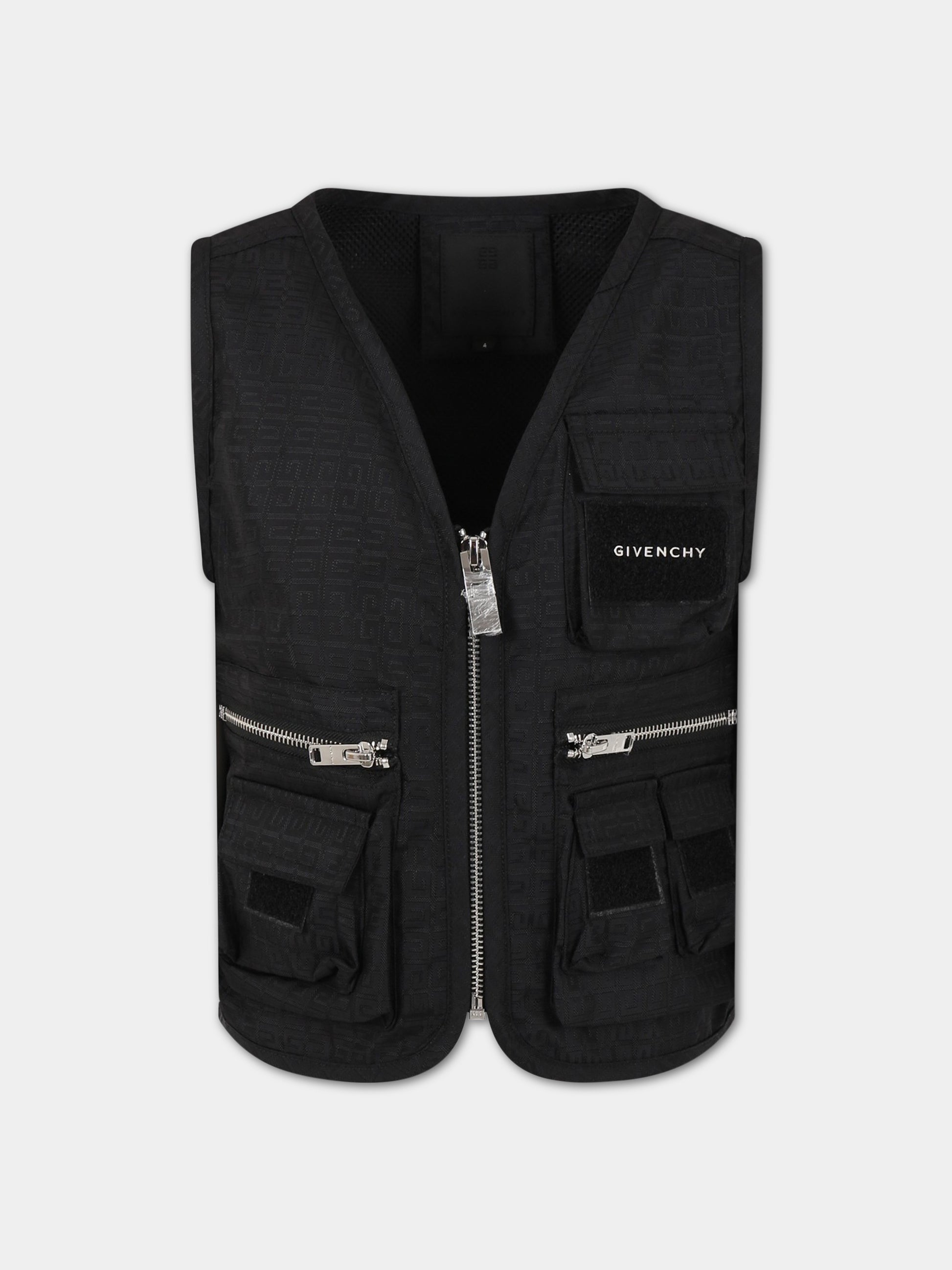 Gilet nero per bambino con logo,Givenchy Kids,H26129 09B