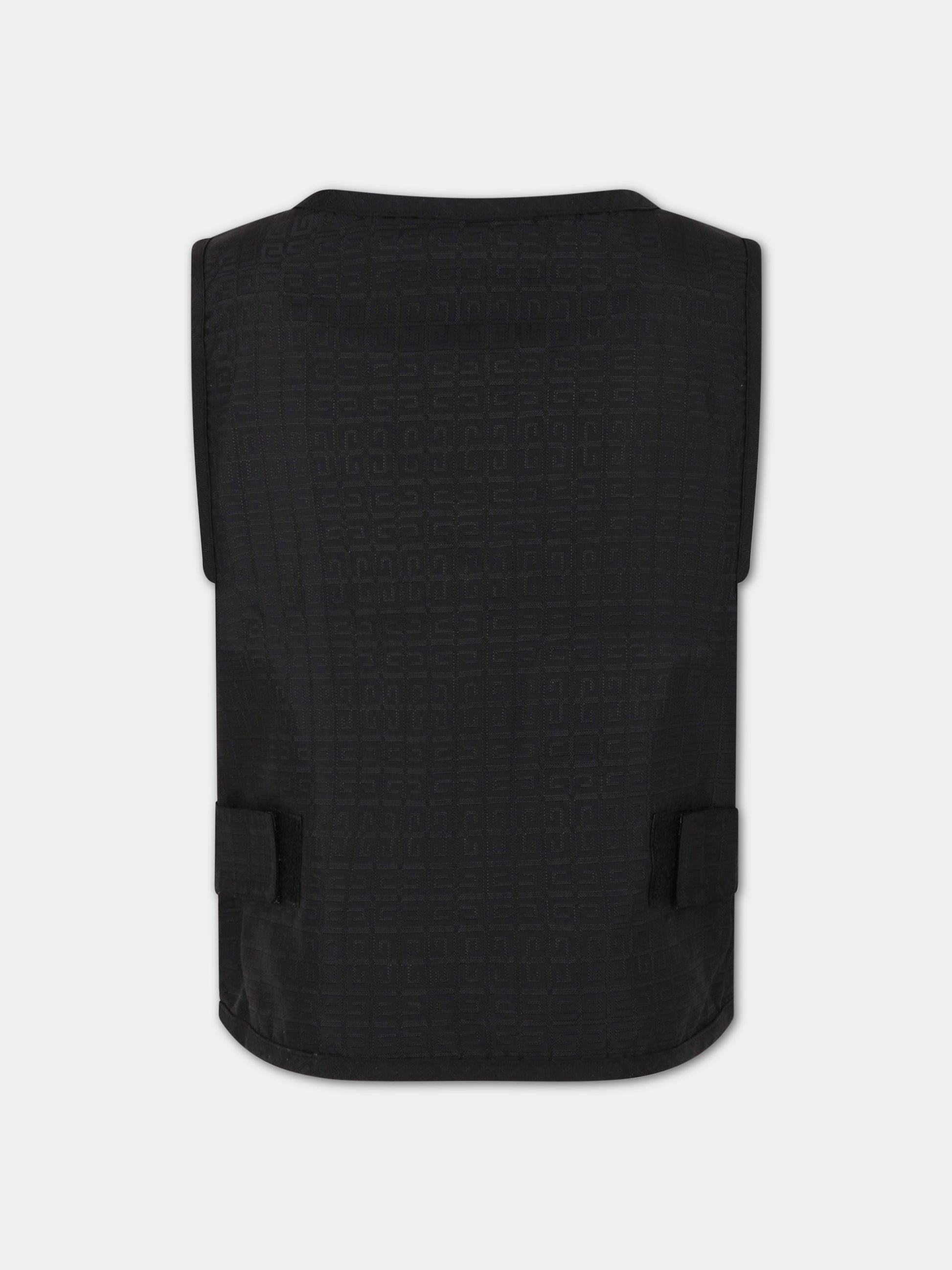 Gilet nero per bambino con logo,Givenchy Kids,H26129 09B