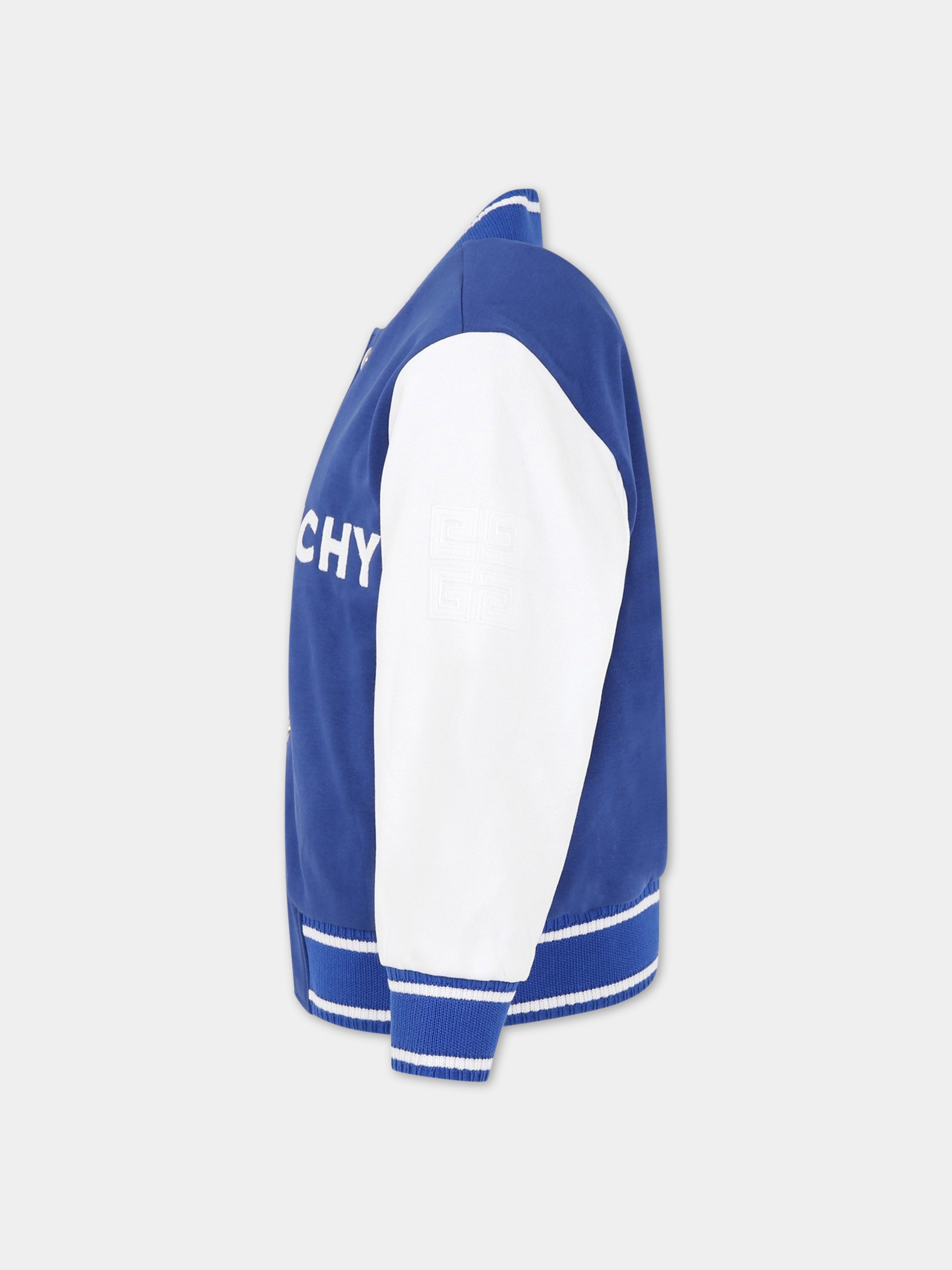 Bomber blu per bambino con logo,Givenchy Kids,H25438 V21