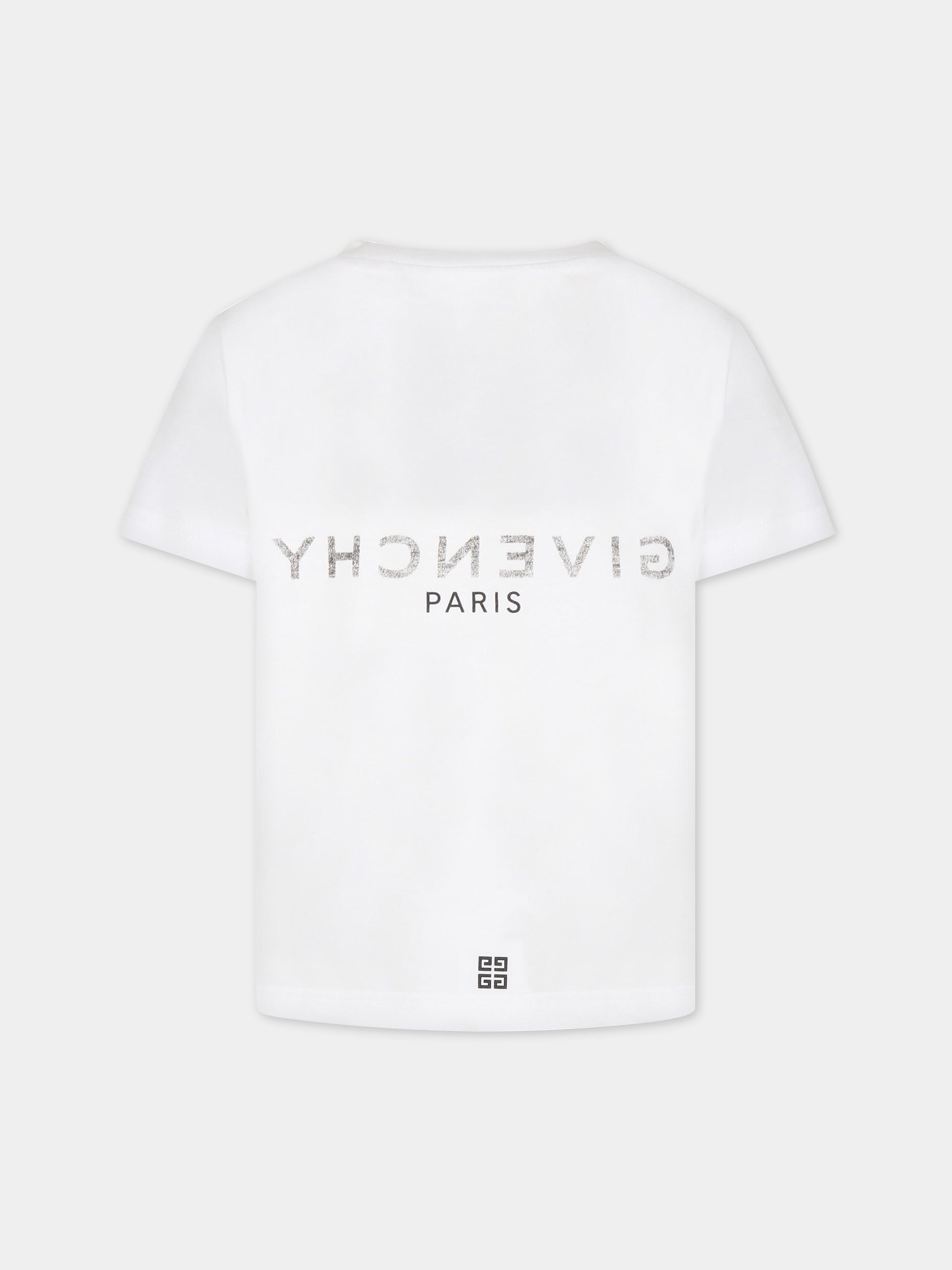 T-shirt bianca per bambino con logo nero,Givenchy Kids,H25404 10P