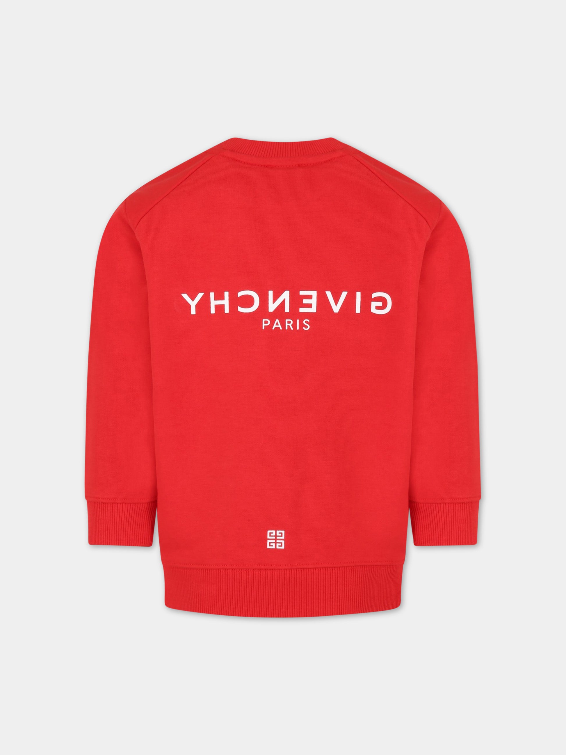 Felpa rossa per bambino con logo bianco,Givenchy Kids,H25424 991